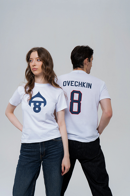 Футболка с коротким рукавом женская белая с синим  